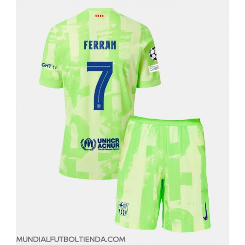 Camiseta Barcelona Ferran Torres #7 Tercera Equipación Replica 2024-25 para niños mangas cortas (+ Pantalones cortos)